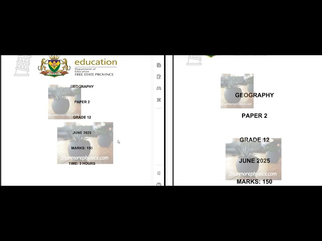 GRADE 12 GEOGRAPHY TERM 2  PAPER 2 JUNE 2025 FS