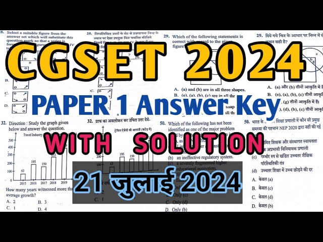 CGSET 2024 General Paper 1 model Answer Key & Solution #cgvyapam #studywithkp #cgset