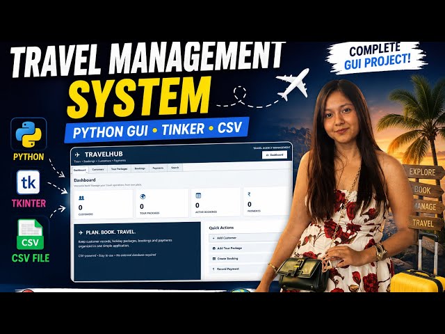 Tours and Travels Management System in Python | Tkinter GUI | CSV File Handling | Python Project