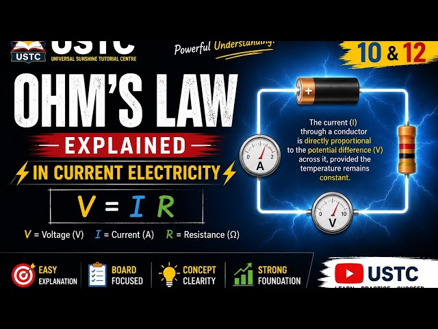 ⚡ Ohm’s Law Explained | Current Electricity | USTC #physics #ohmslaw #class10 #class12 