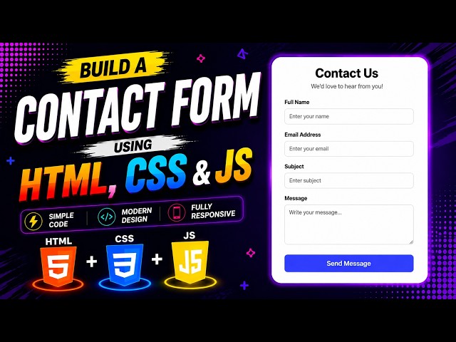 Build a Contact Form Using HTML, CSS & JavaScript | Contact Form Project #HTML #CSS #JavaScript