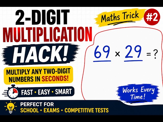 Multiply Two-Digit Numbers in Seconds | Fast Multiplication Trick | Maths Shortcut