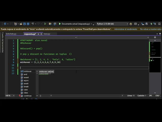 Diferencias entre pop() y discard() - Programacion en Python