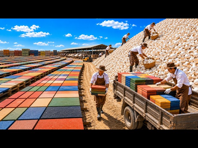 How Millions of Eggshells Become High-End Luxury Tiles | Full Factory Process