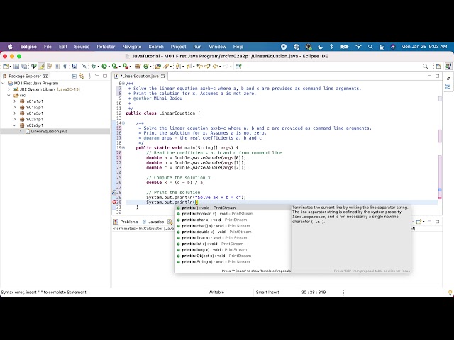 Java M02GA2P1 Linear Equation
