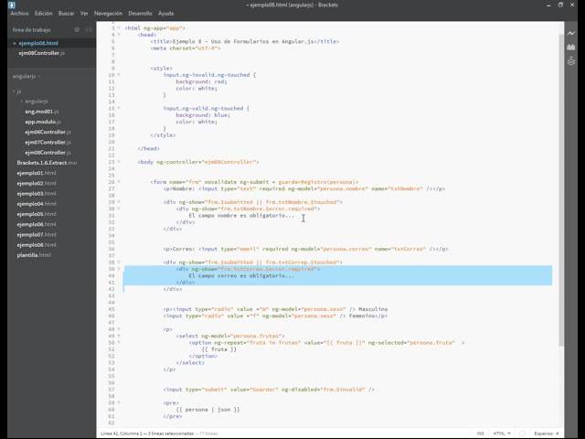 USO DE FORMULARIOS Y VALIDACION CON ANGULAR JS - CURSO ANGULAR JS - VIDEO 15