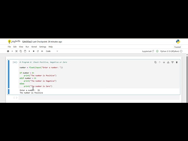 🐍 Python for Beginners #6 | Check Positive, Negative or Zero | Python If Else Program
