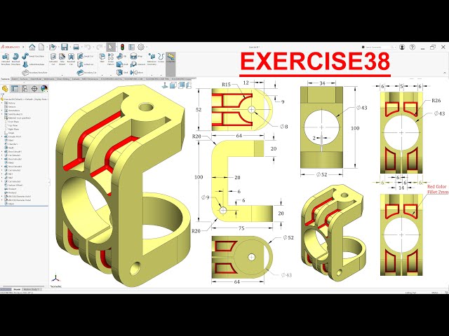 Solidworks Beginners Exercise Tutorial | Solidworks Exercise38