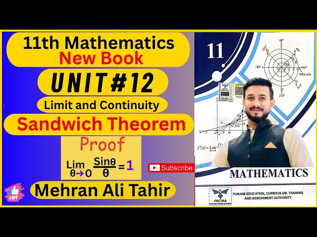 11th Class Math New Book Chapter no.12|Prove that lim┬(θ→0)⁡〖sinθ/θ=1.〗Prove sandwich Theorem.