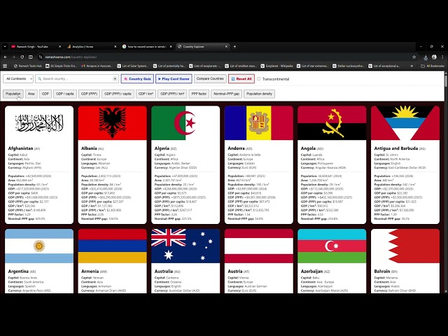Country Explorer Tool Demo | Explore Countries at rameshverse.com