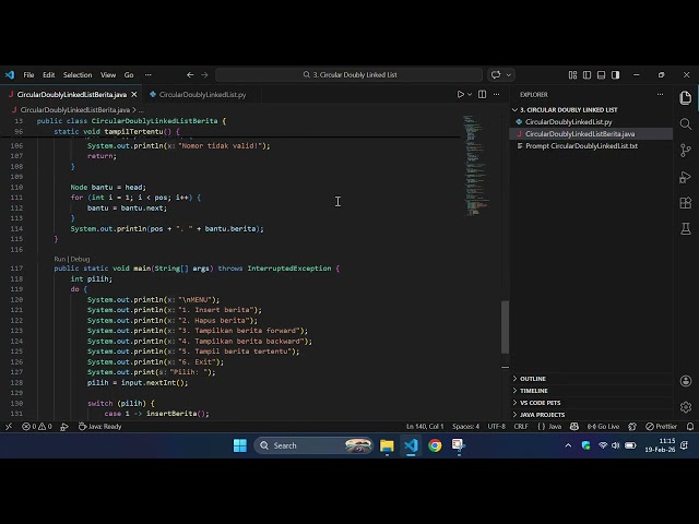 3. Demo Program Struktur Data: Running Text Berita dengan Circular Doubly Linked List