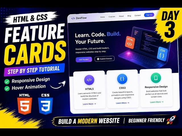 Build Stunning Feature Cards with HTML & CSS | Day 3 | Beginner Friendly
