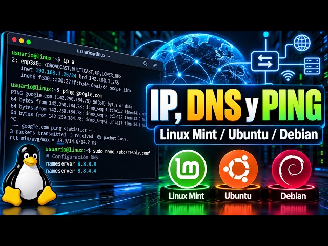 Linux Mint, Ubuntu y Debian: Ver tu IP, Configurar DNS y Hacer Ping desde Terminal
