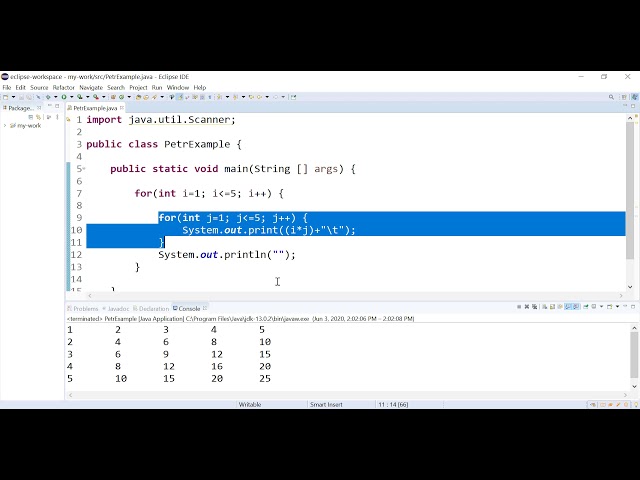 Writing Nested For Loops in Java