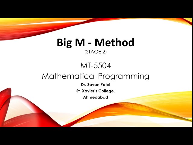 Big M method Example 2