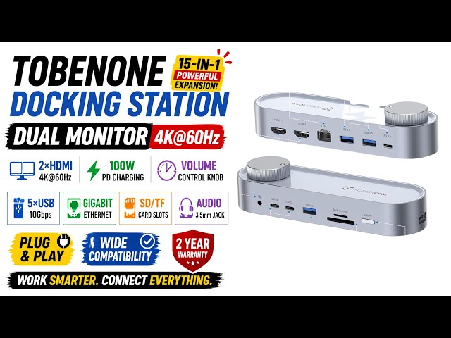 TobenONE 15-in-1 Docking Station Review | Dual 4K Monitor Laptop Dock with 100W PD Charging