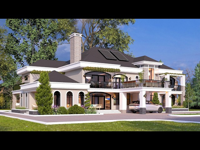 Contemporary Luxury House Plan 🏠 Elegant Modern Mansion with Balcony & Carport
