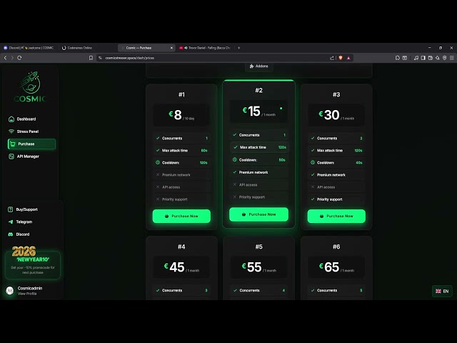 COSMICSTRESSER SHOWCASE | CHEAP | BEST C2/BOTNET/API 2025 | l4 AND l7 DDOS & PAID [VIP METHODS]
