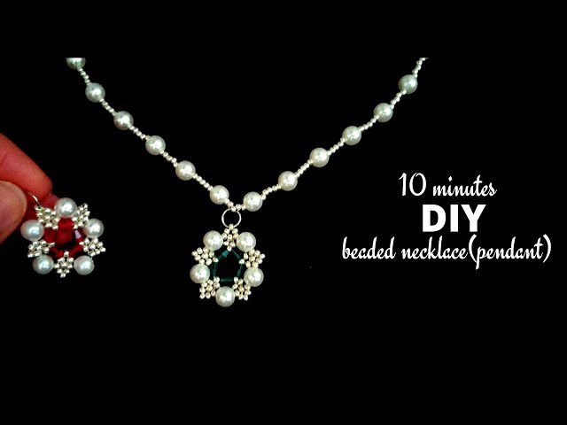 10 minutes DIY beaded necklace(pendant). jewelry making tutorial. Beaded necklace