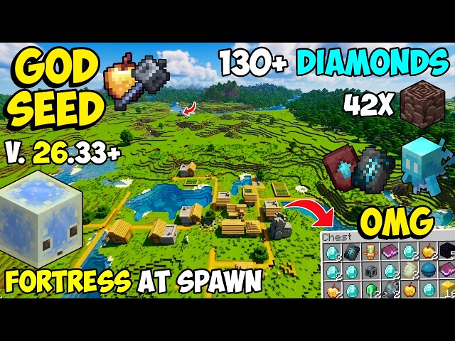 🔥Ultimate [God Seed] For Minecraft 26.33+ Bedrock & PE | Five Blacksmith Village Seed & Sulfur Caves