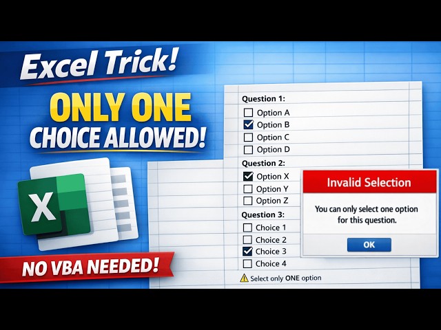How to Allow ONLY ONE Checkbox Selection in Excel (No VBA!)