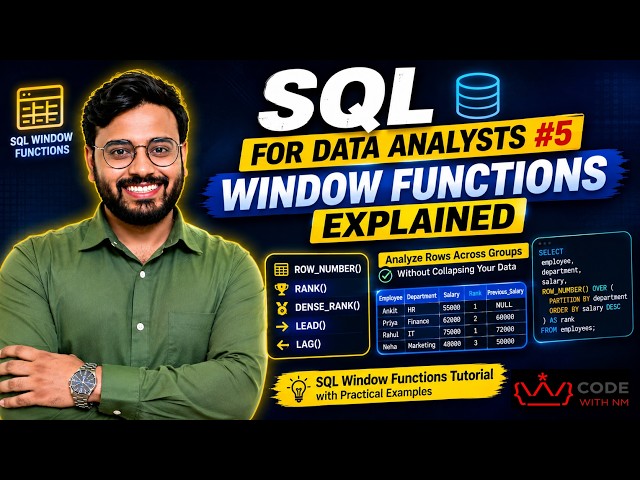 🔥 SQL Window Functions Explained | ROW_NUMBER, RANK & LEAD/LAG | LIVE