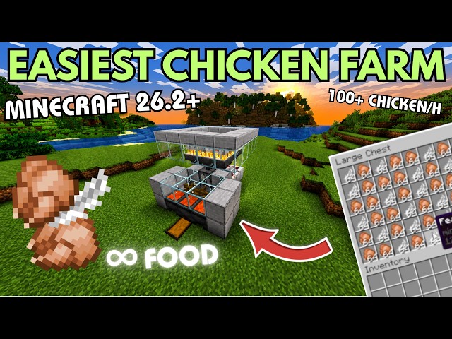 INFINITE FOOD! | Easiest Chicken Farm for Minecraft Java 26.2+ ! |Easy minecraft chicken farm