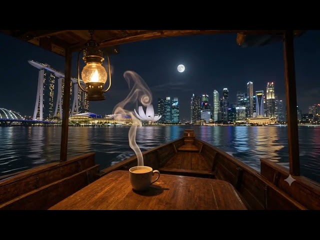 Boat cruise on Marina Bay at night