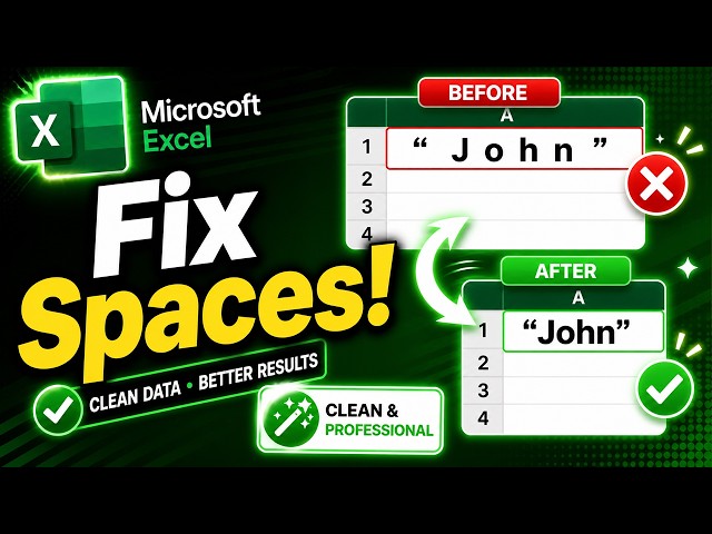How to Remove Extra Spaces in Excel | TRIM Function Tutorial