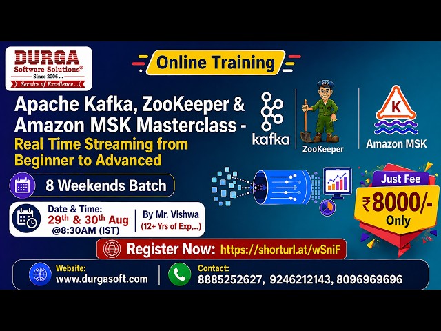 Apache Kafka, ZooKeeper & Amazon MSK Masterclass (8 Weekends Batch) Online Training @ DURGASOFT