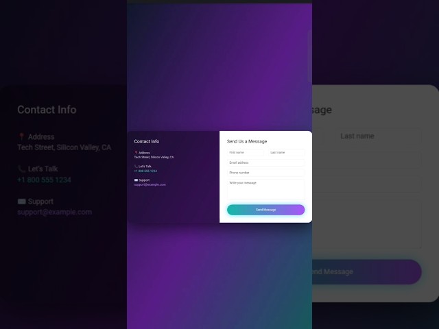 Split Contact Form UI | Tailwind + Bootstrap