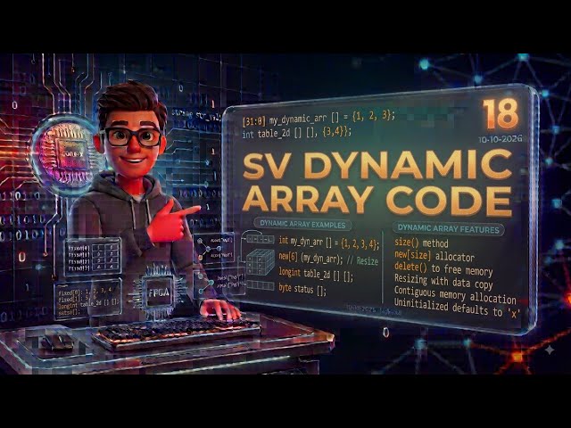 dynamic array code | 18 | systemverilog dynamic array | system verilog array