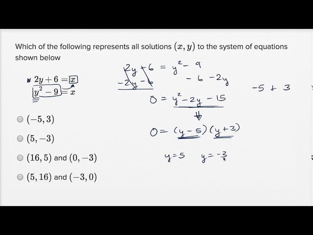 Linear and quadratic systems — Basic example | Math | SAT | Khan Academy