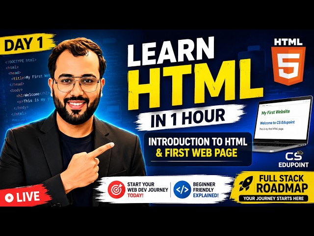 HTML Tutorial for Beginners | Introduction to HTML & First Web Page | Day 1 | Full Stack Roadmap