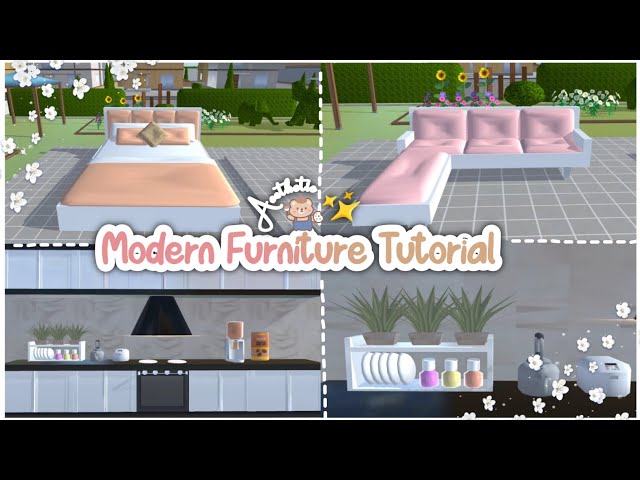 Modern Furnitures Tutorial Aesthetic ✨🌼 : Sakura School Simulator