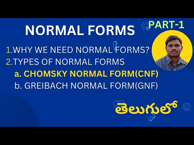 60. Normal Forms in Telugu  | Chomsky normal form in Telugu | TOC | FLAT | ATFL | Telugu