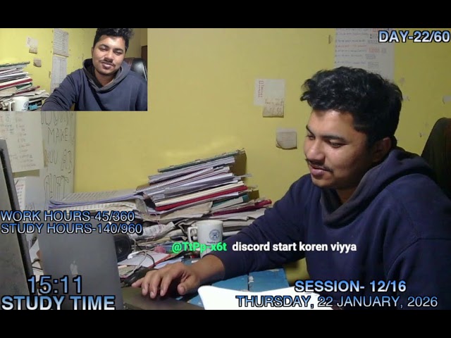 16 HOURS LIVE STUDY/WORK WITH ME / DAY-22/60 (16 HOURS LIVE STUDY CHALLANGE FOR 60 DAYS)
