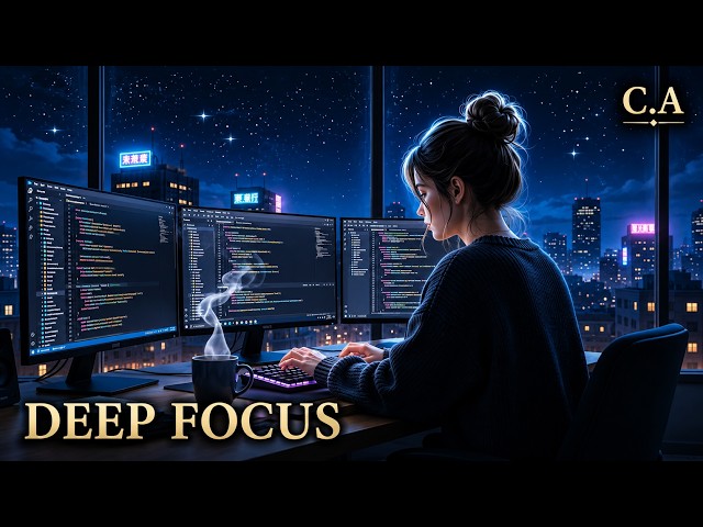 Late Night Study Ambience 🌙 Deep Focus Music for Studying, Coding & Productivity | 3 Hours
