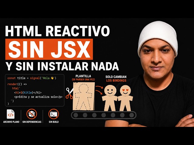 HTML reactivo sin JSX ni build tools: tagged templates explicados