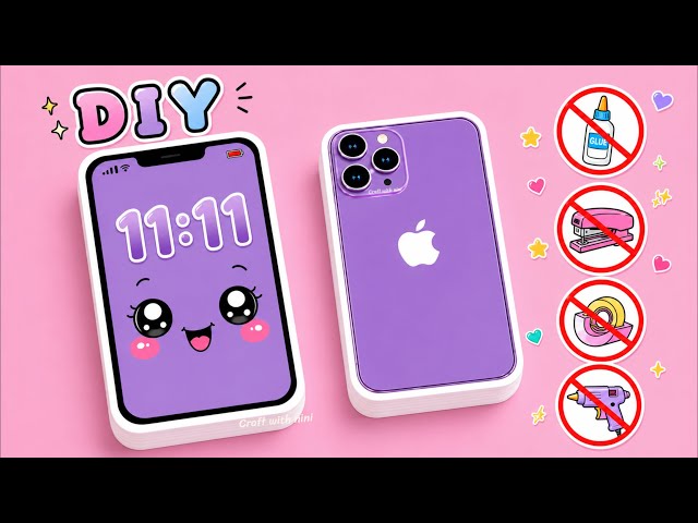 DIY cute mini phone notebook / no glue no tape craft / easy paper craft / cute art stationery 