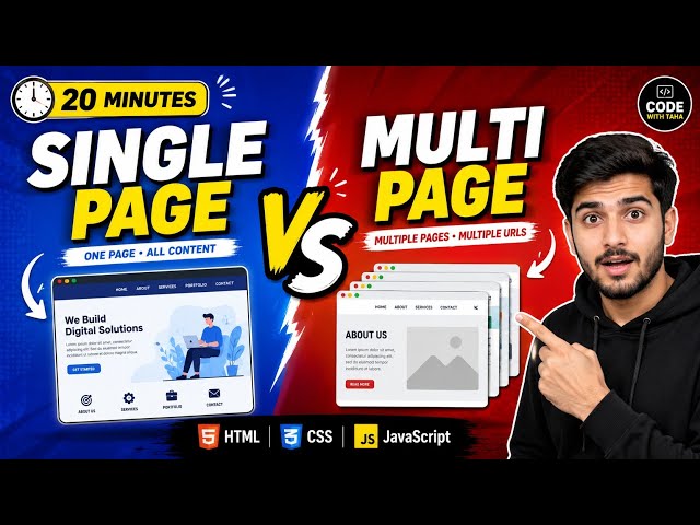 Single Page vs Multi Page Website in 20 Minutes | Complete Web Development Tutorial (Urdu/Hindi)