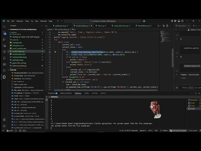 Log SS2 Delta PLC data directly into EXCEL file using python