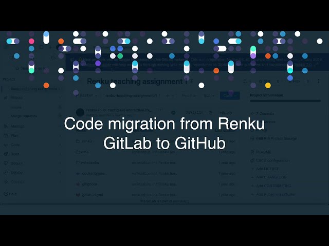 Code migration from Renku GitLab to GitHub