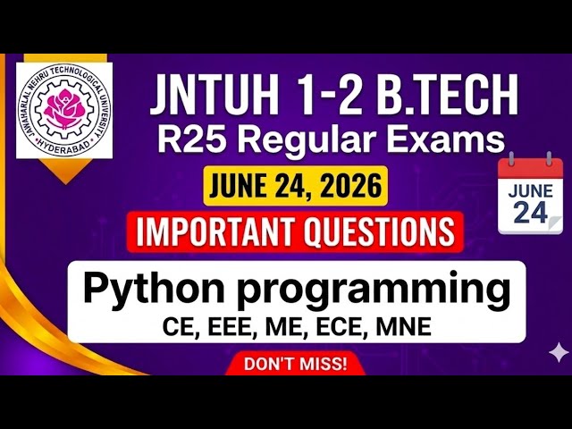 👉🏼JNTUH R25 Python Programming Important Questions 2026 | B.Tech 1-2 Exam Preparation👍🏼