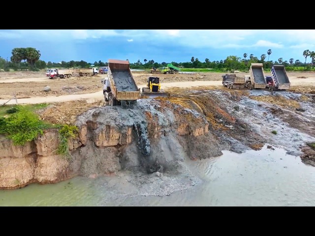 Incredible Canal Removal Project! Bulldozer D60P & Dump Truck Working Together
