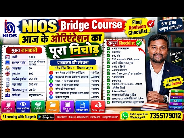 NIOS Bridge Course 2026 | Full Summary of Today's Orientation 09/28/2026 | 6 Months, 20 Credits, ...
