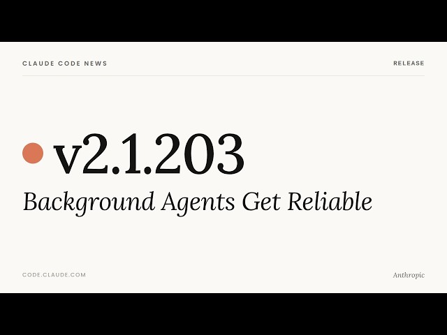 Claude Code 2.1.203 — Background Agents Get Reliable