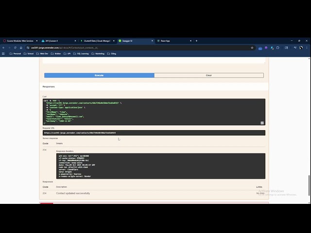CSE 341 – Week 4: Contacts API with Swagger and React Frontend (Full CRUD + Extra Credit)