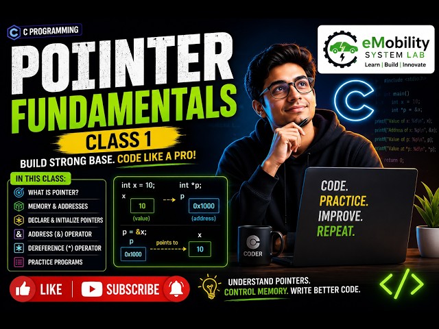 Pointer Fundamentals in C | Class 1 | Learn Pointers from Scratch | C Programming Tutorial