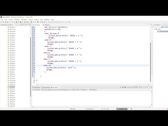 || 39 || Write a Java program to display the grade based on given marks | Student Grade Calculation